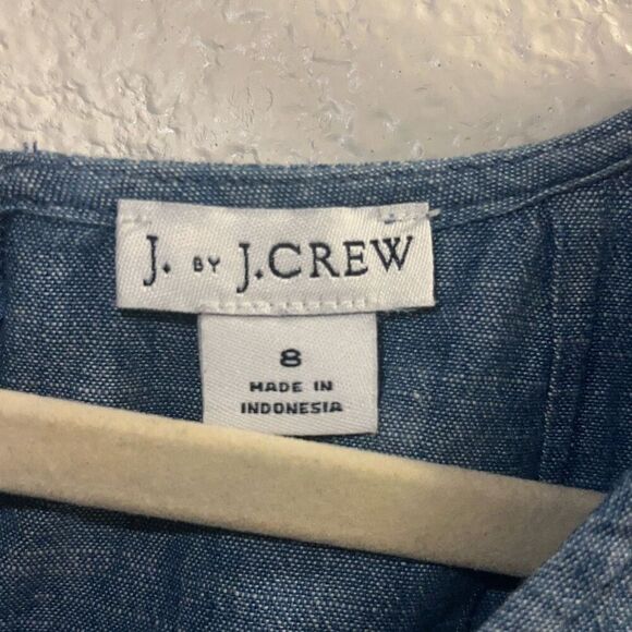 ✨J. By J.Crew Chambray Sz 8 Dress with Scalloped Sleeve✨ - Picture 6 of 9